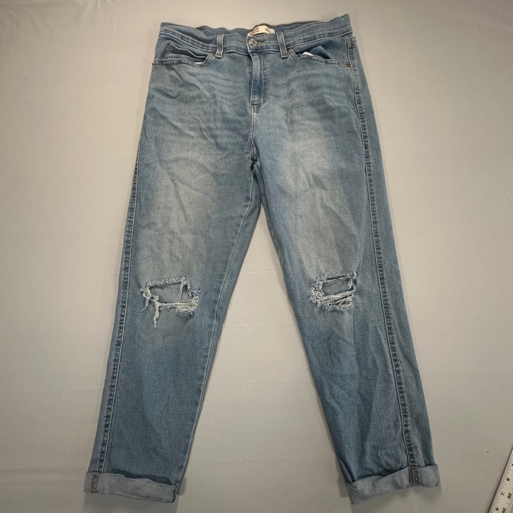 Signature by Levi Strauss Heritage Boyfriend Distressed Light Wash Jeans 10 W30